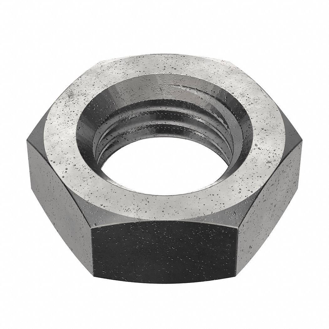 Jam Nut: Jam Hex, 1"-8 Thread, 1 15/32 in Hex Wd, 37/64 in Hex Ht, Steel, Grade 5, Plain, Shorter
