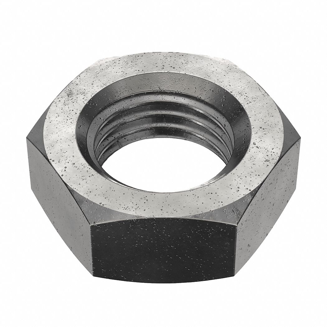 Jam Nut: Jam Hex, 1 1/4"-7 Thread, 1 27/32 in Hex Wd, 3/4 in Hex Ht, Steel, Grade 5, Plain, Shorter