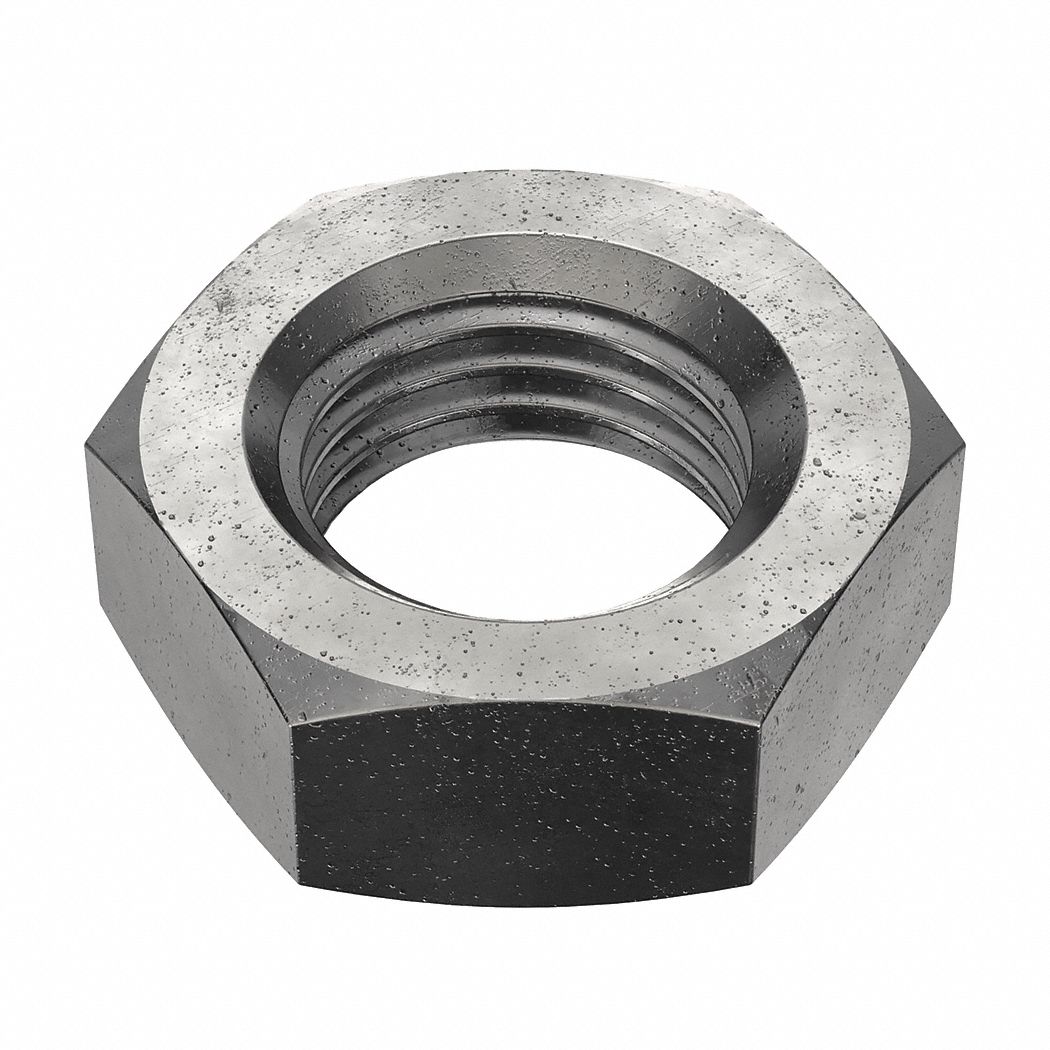 Jam Nut: Jam Hex, 1 1/2"-6 Thread, 2 7/32 in Hex Wd, 7/8 in Hex Ht, Steel, Grade 5, Plain, Shorter