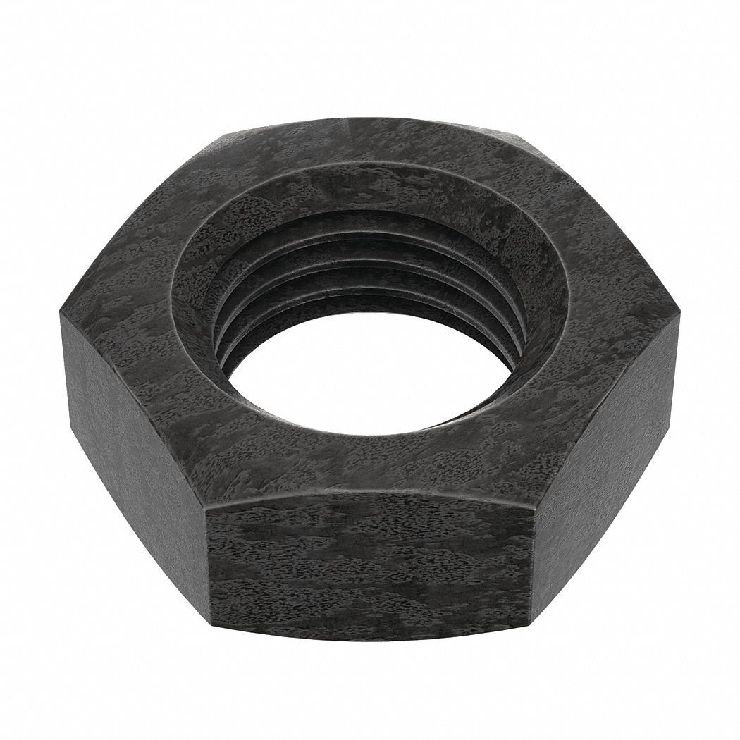 Jam Nut: Jam Hex, 3/8"-24 Thread, 9/16 in Hex Wd, 15/64 in Hex Ht, Steel, Grade A, Plain, 100 PK