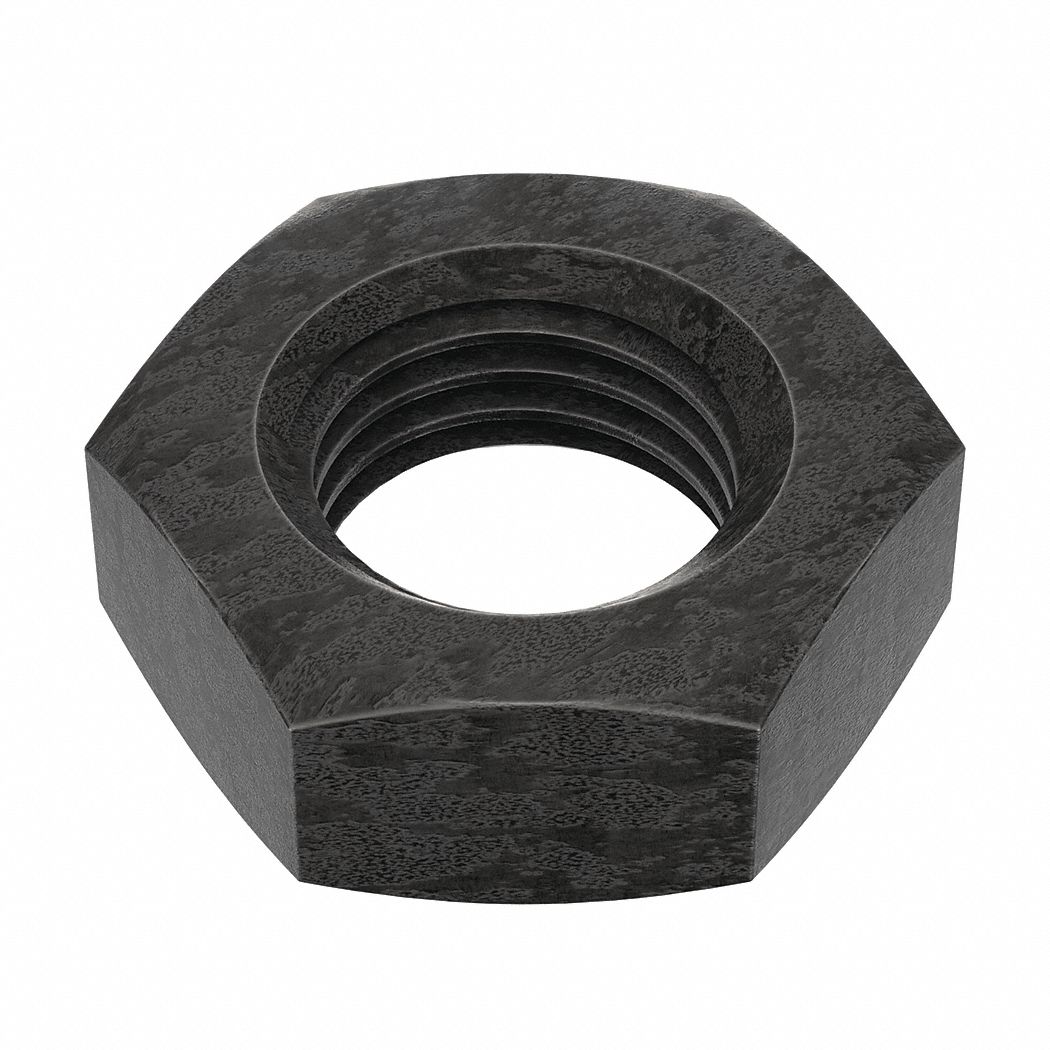 Jam Nut: Jam Hex, 7/16"-20 Thread, 11/16 in Hex Wd, 17/64 in Hex Ht, Steel, Grade A, Plain, 50 PK
