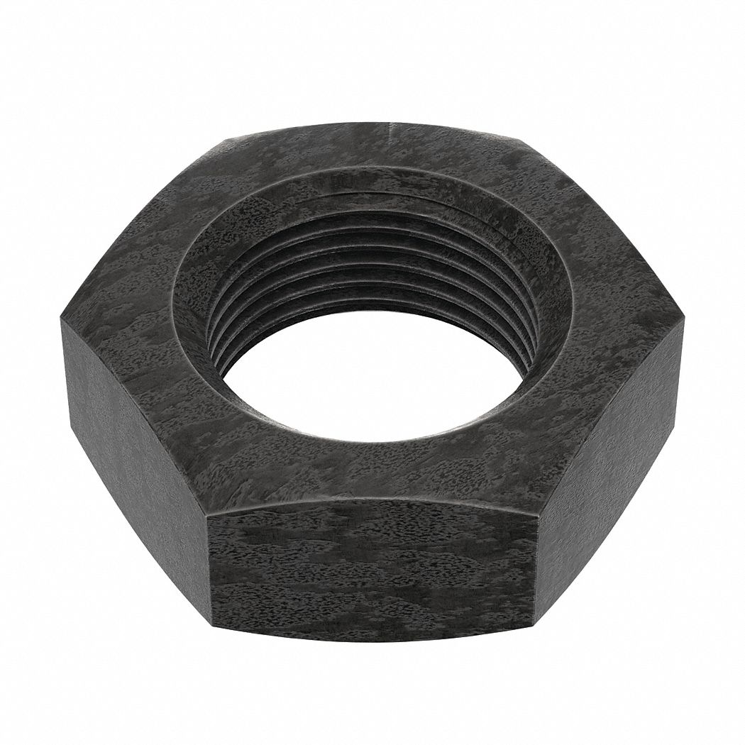 Jam Nut: Jam Hex, 1"-14 Thread, 1 15/32 in Hex Wd, 37/64 in Hex Ht, Steel, Grade A, Plain, 5 PK