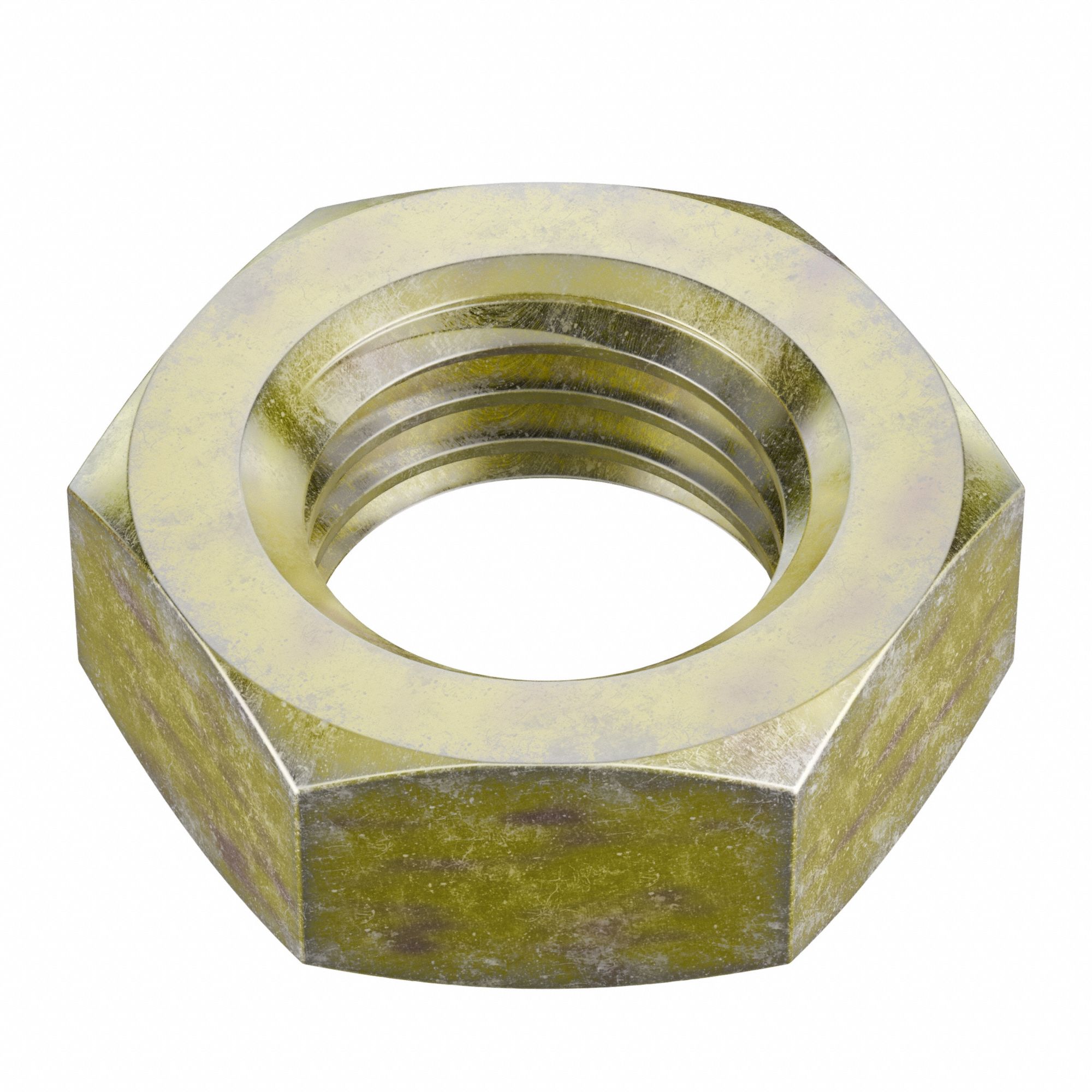 Jam Nut: Jam Hex, 7/8"-9 Thread, 1 19/64 in Hex Wd, 33/64 in Hex Ht, Steel, Grade 5, Zinc Yellow
