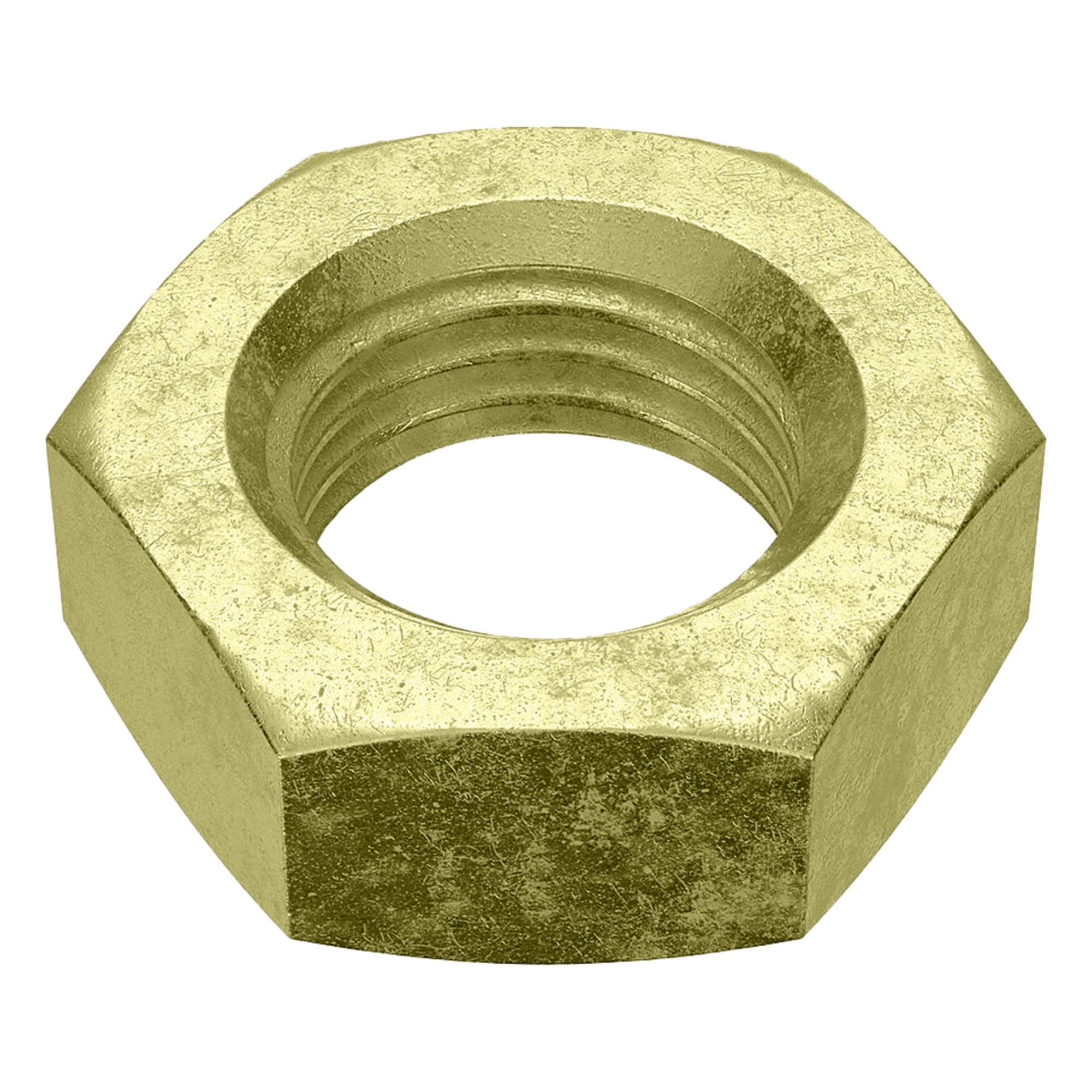 Jam Nut: Jam Hex, 1 1/2"-6 Thread, 2 7/32 in Hex Wd, 7/8 in Hex Ht, Steel, Grade 8, Zinc Yellow