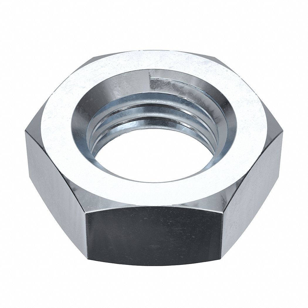 Jam Nut: Jam Hex, 7/8"-9 Thread, 1 19/64 in Hex Wd, 33/64 in Hex Ht, Steel, Grade A, Shorter, 5 PK