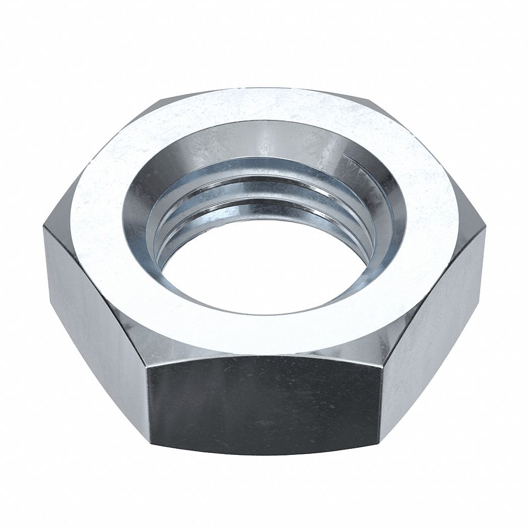 Jam Nut: Jam Hex, 1 1/8"-7 Thread, 1 21/32 in Hex Wd, 41/64 in Hex Ht, Steel, Grade A, Zinc-Plated