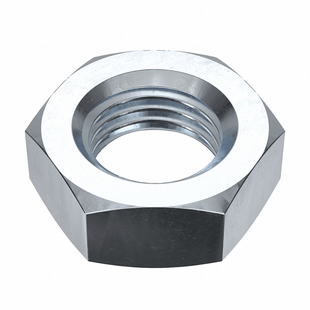 Jam Nut: Jam Hex, 1 1/2"-6 Thread, 2 7/32 in Hex Wd, 7/8 in Hex Ht, Steel, Grade A, Zinc-Plated