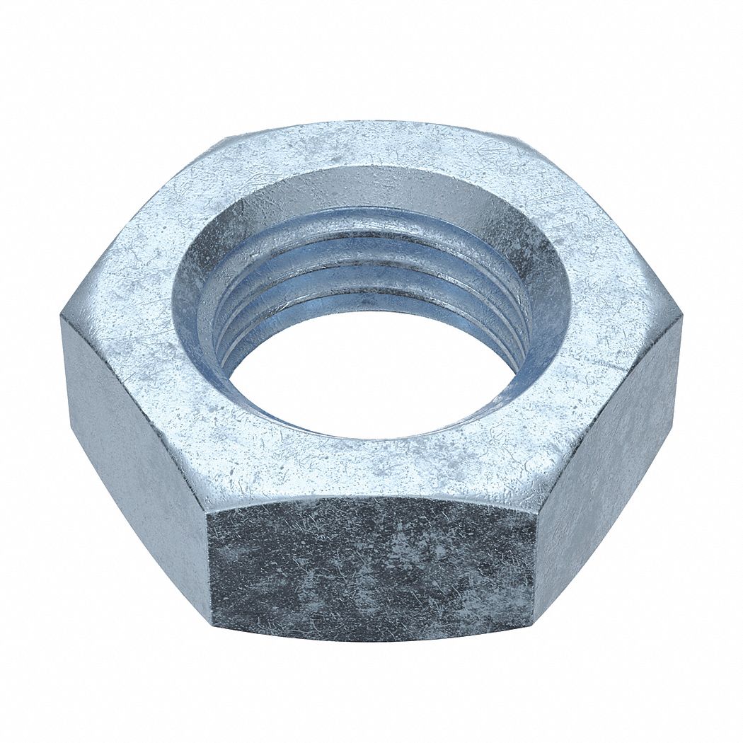 Jam Nut: Jam Hex, 1 1/2"-6 Thread, 2 7/32 in Hex Wd, 7/8 in Hex Ht, Steel, Grade 8, Zinc-Plated