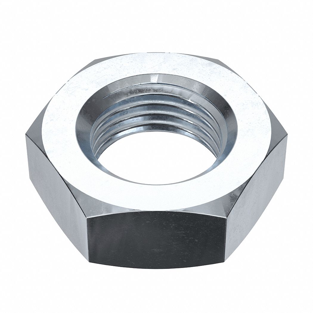 Jam Nut: Jam Hex, 9/16"-18 Thread, 7/8 in Hex Wd, 21/64 in Hex Ht, Steel, Grade A, Shorter, 10 PK