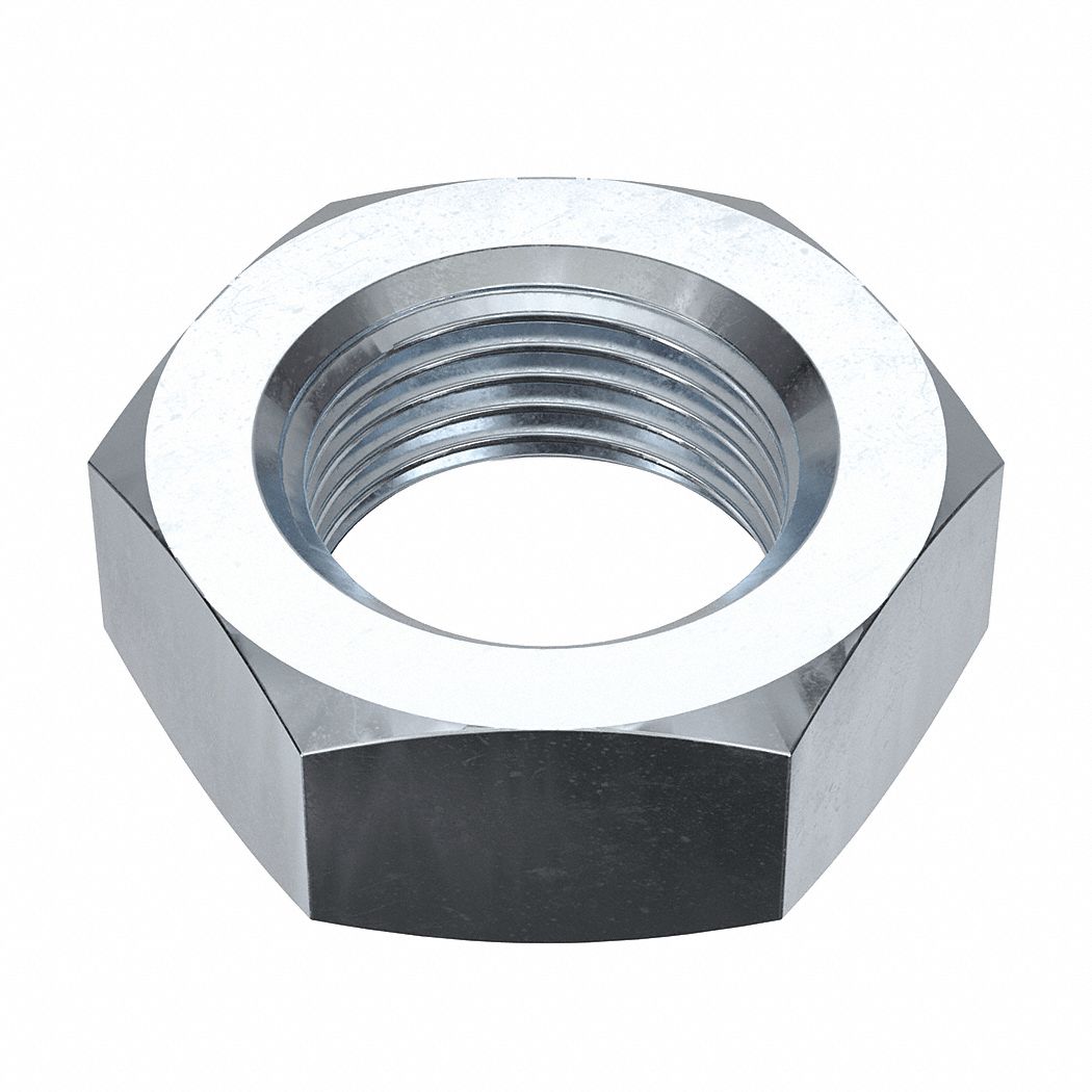 Jam Nut: Jam Hex, 7/8"-14 Thread, 1 19/64 in Hex Wd, 33/64 in Hex Ht, Steel, Grade A, Shorter, 5 PK