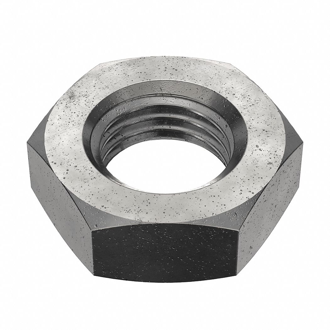 Jam Nut: Heavy Jam, 1 1/4"-7 Thread, 2 in Hex Wd, 23/32 in Hex Ht, Steel, Grade A, Plain, Shorter