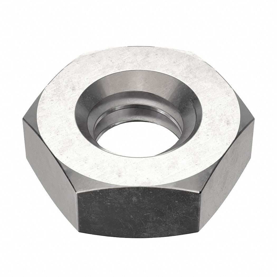 Jam Nut: Jam Hex, 1/4"-20 Thread, 7/16 in Hex Wd, 5/32 in Hex Ht, Stainless Steel, 18-8, 100 PK