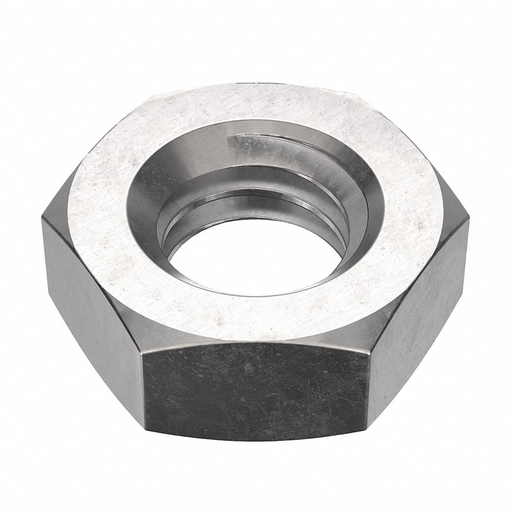 Jam Nut: Jam Hex, 5/16"-18 Thread, 1/2 in Hex Wd, 3/16 in Hex Ht, Stainless Steel, 18-8, 100 PK