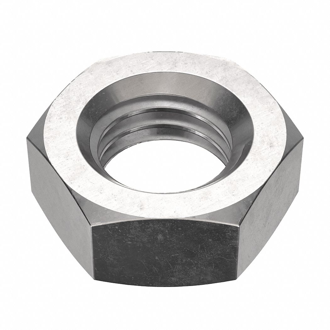 Jam Nut: Jam Hex, 5/8"-11 Thread, 15/16 in Hex Wd, 25/64 in Hex Ht, Stainless Steel, 18-8, 10 PK