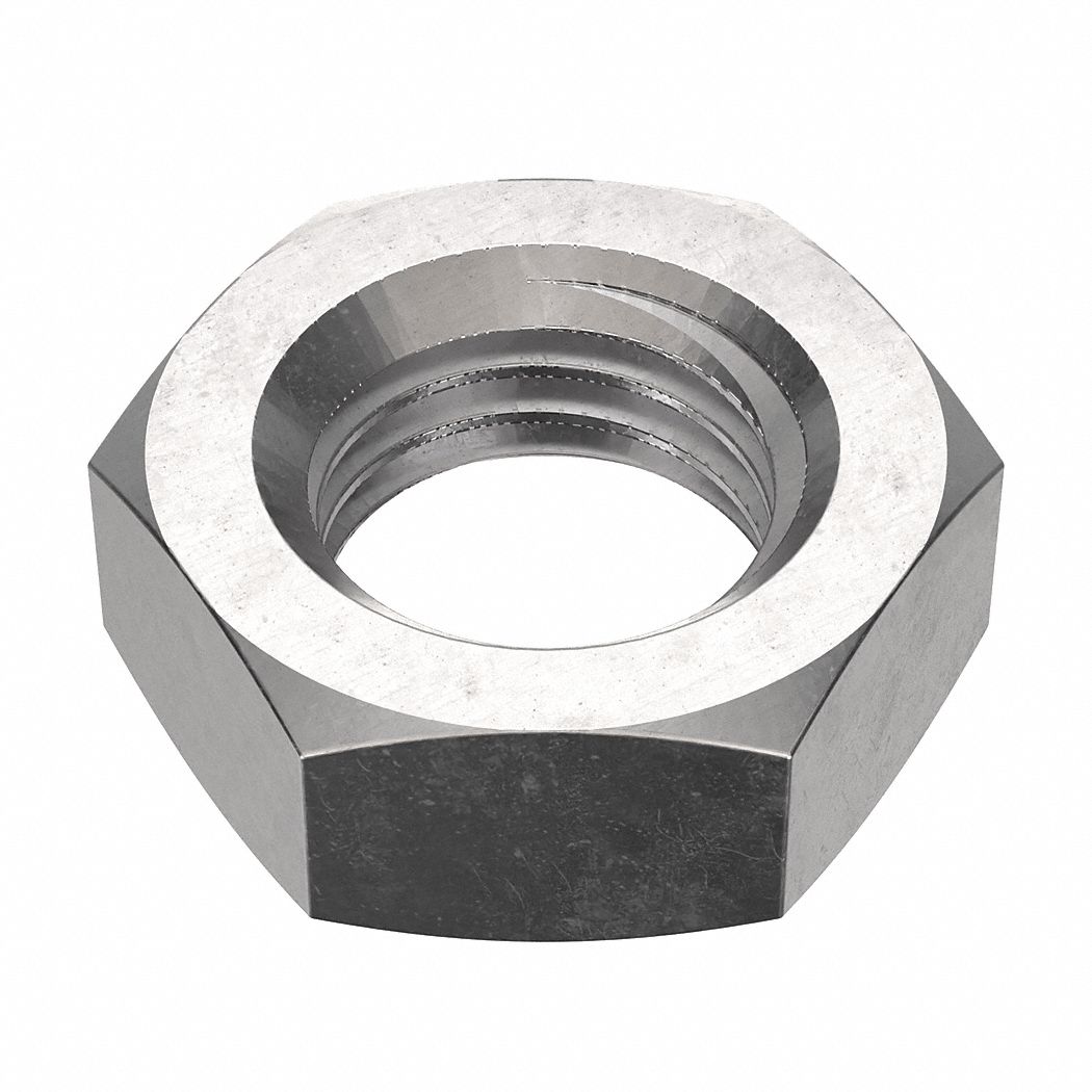 Jam Nut: Jam Hex, 1"-8 Thread, 1 15/32 in Hex Wd, 37/64 in Hex Ht, Stainless Steel, 18-8, 5 PK