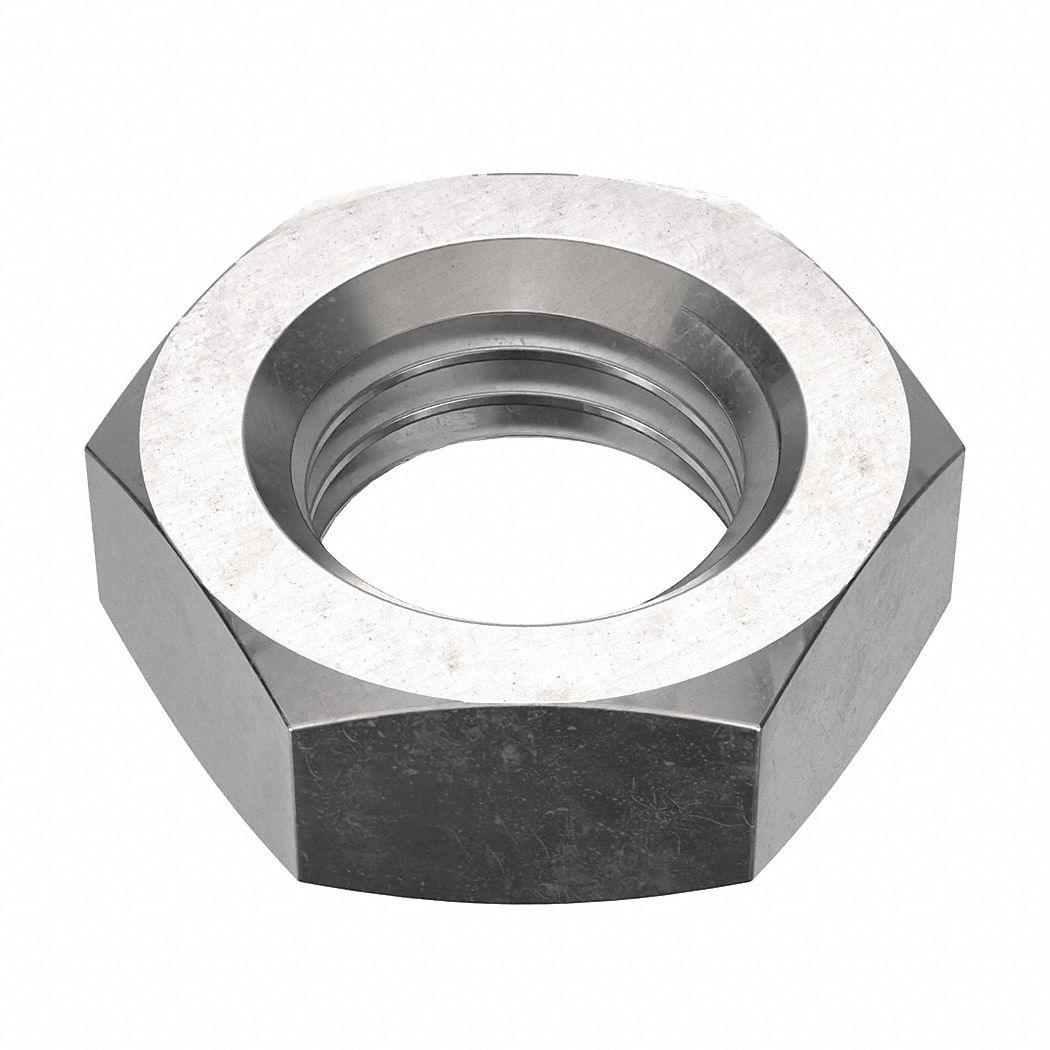 Jam Nut: Jam Hex, 1 1/8"-7 Thread, 1 21/32 in Hex Wd, 41/64 in Hex Ht, Stainless Steel, 18-8, Plain