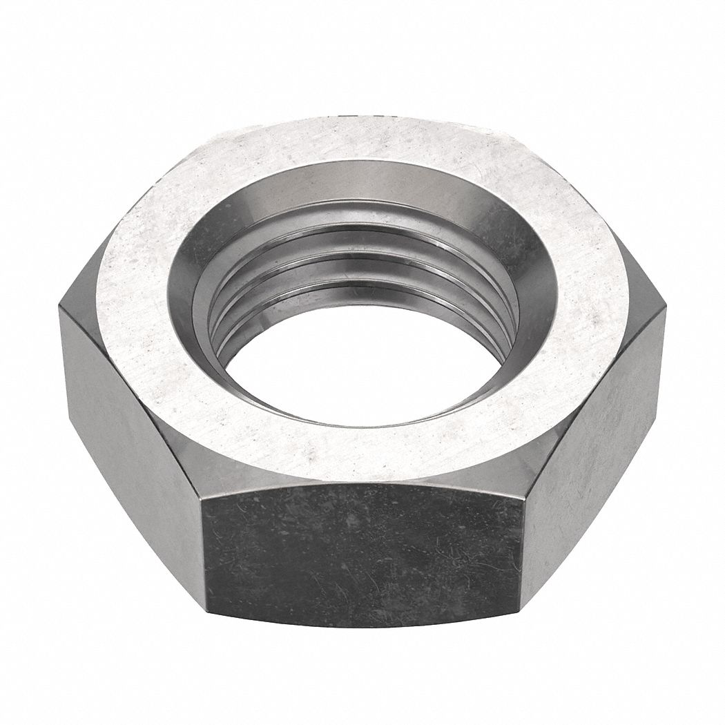 Jam Nut: Jam Hex, 1 1/4"-7 Thread, 1 27/32 in Hex Wd, 3/4 in Hex Ht, Stainless Steel, 18-8, Plain