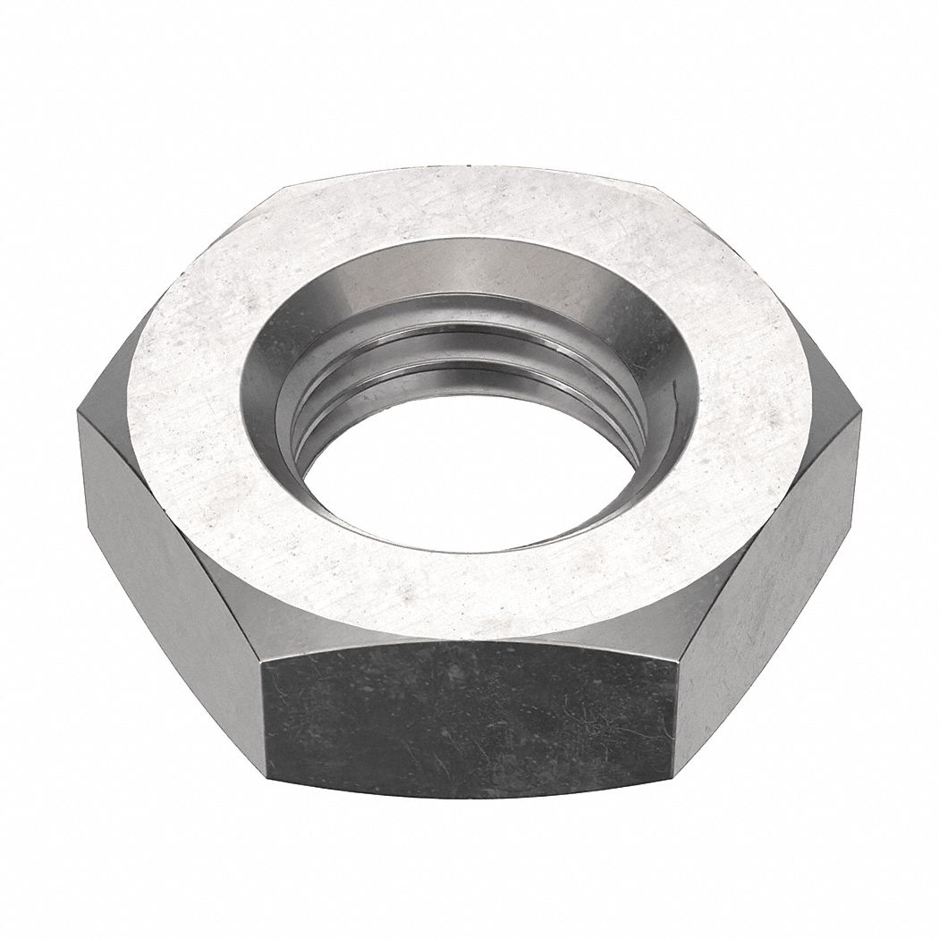 Jam Nut: Heavy Jam, 7/8"-9 Thread, 1 7/16 in Hex Wd, 31/64 in Hex Ht, Stainless Steel, 18-8, Plain