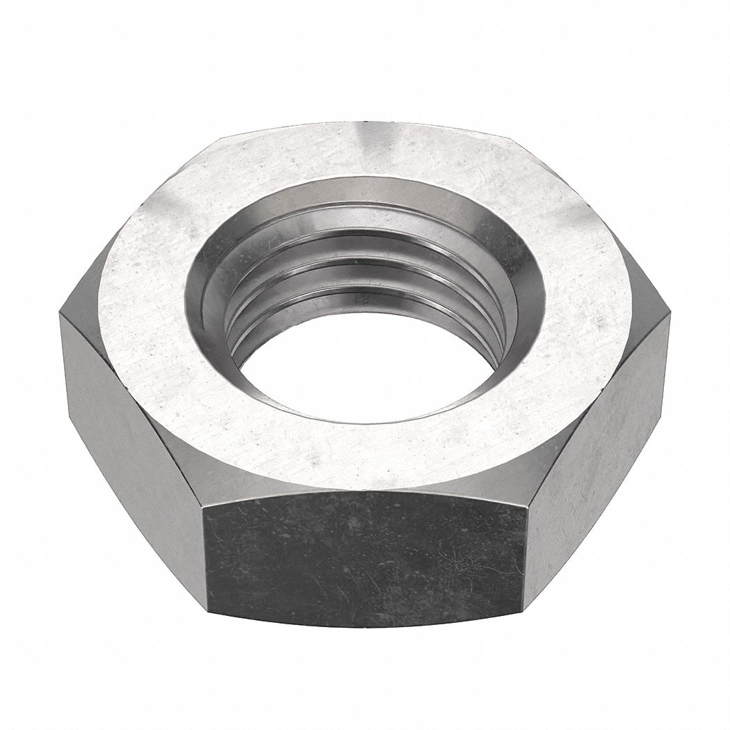 Jam Nut: Heavy Jam, 1"-8 Thread, 1 5/8 in Hex Wd, 39/64 in Hex Ht, Stainless Steel, 18-8, Plain