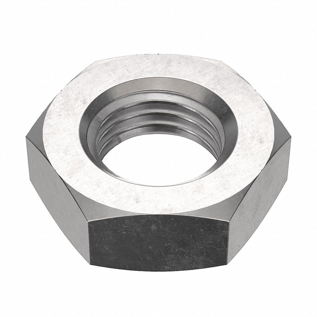 Jam Nut: Heavy Jam, 1 1/4"-7 Thread, 2 in Hex Wd, 23/32 in Hex Ht, Stainless Steel, 18-8, Plain