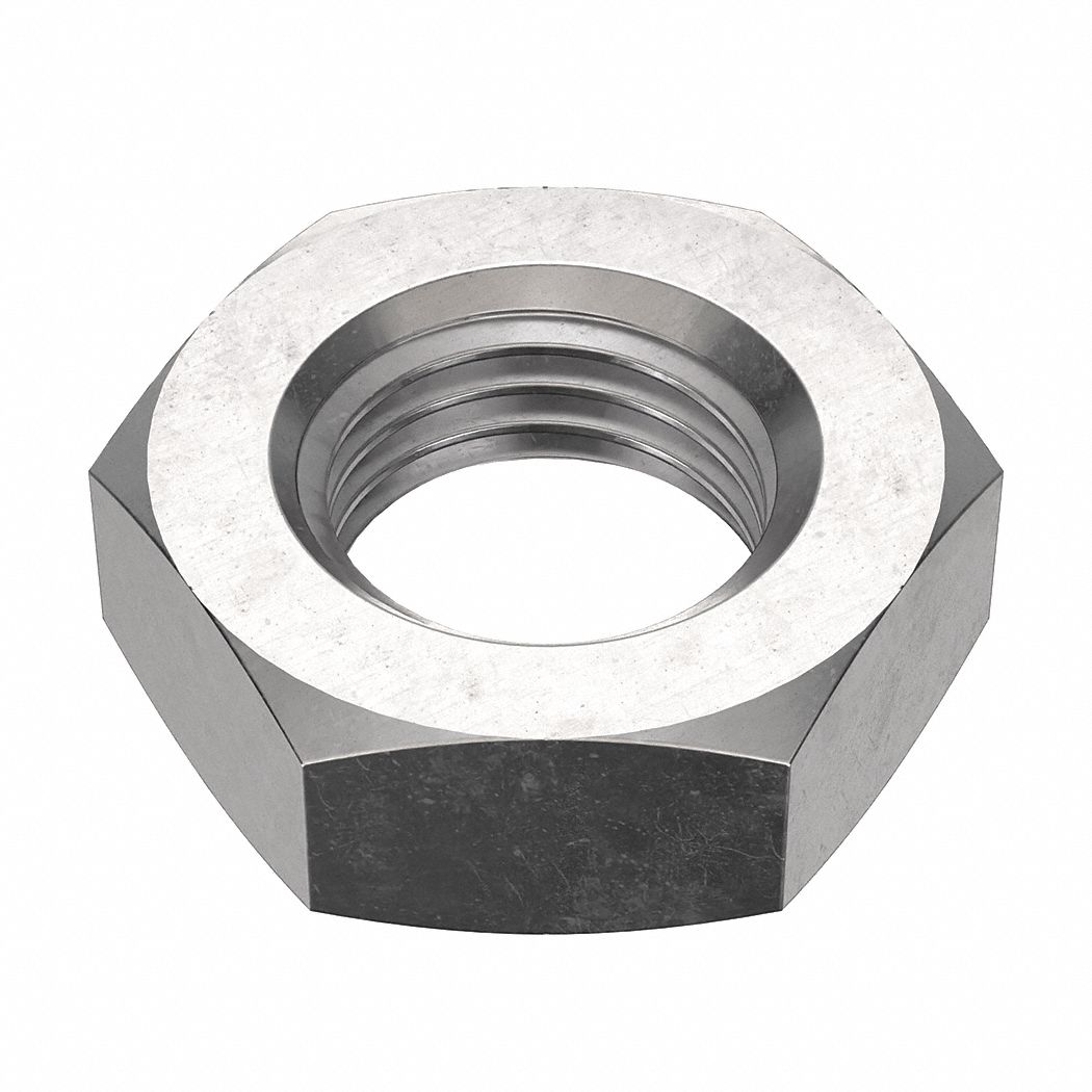 Jam Nut: Heavy Jam, 1 1/2"-6 Thread, 2 3/8 in Hex Wd, 27/32 in Hex Ht, Stainless Steel, 18-8, Plain