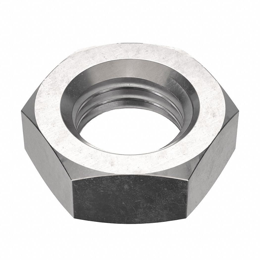 Jam Nut: Jam Hex, 1 1/8"-7 Thread, 1 21/32 in Hex Wd, 41/64 in Hex Ht, Stainless Steel, 316, Plain