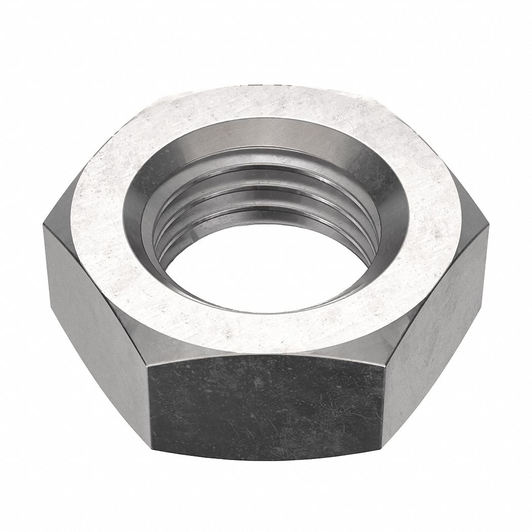 Jam Nut: Jam Hex, 1 1/4"-7 Thread, 1 27/32 in Hex Wd, 3/4 in Hex Ht, Stainless Steel, 316, Plain