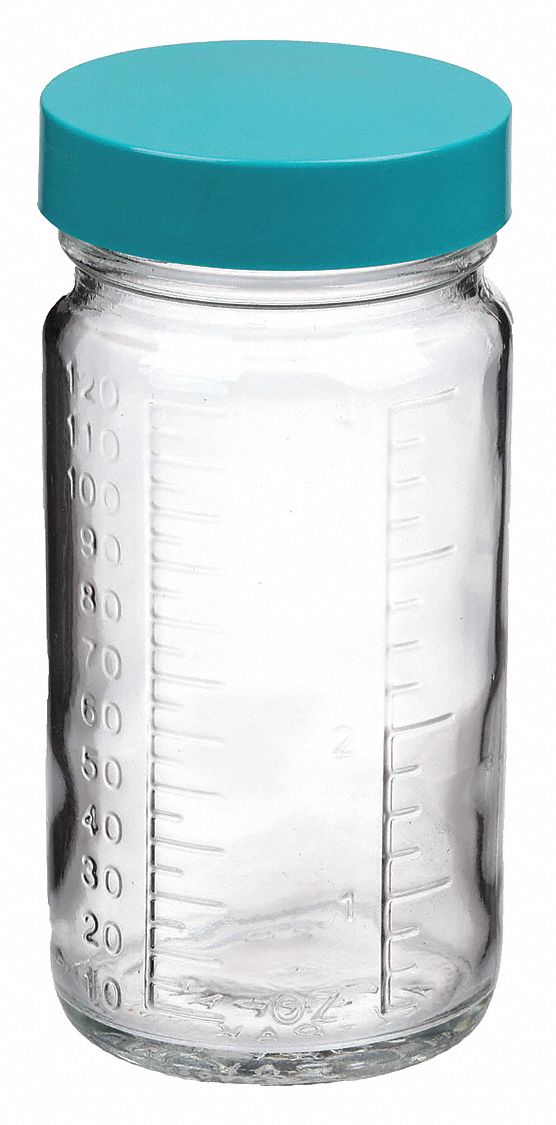 Bottle: Glass, 120 mL Capacity - mL, 4 fl oz Capacity - oz, Clear, Mixing/Storing/Sampling, Round