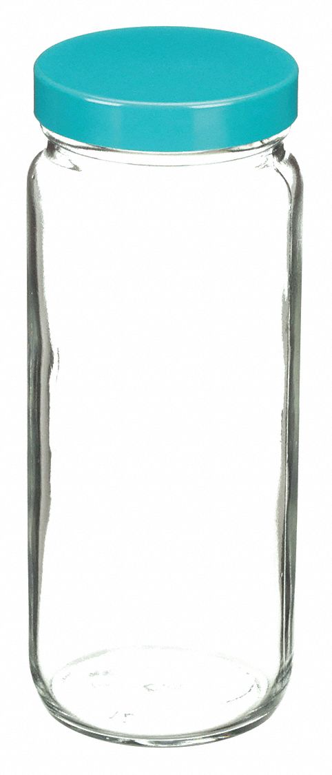 Jar: Glass, 240 mL Capacity - mL, 8.1 fl oz Capacity - oz, Closure Included, 57 mm Body Dia, Green