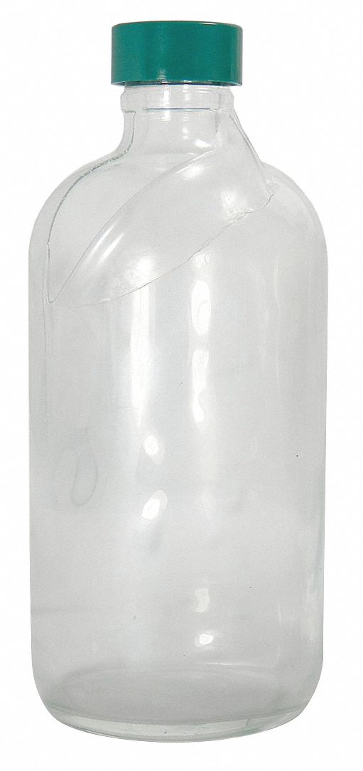 Safety Coated Bottle: Safety Coated Glass, 240 mL Capacity - mL, 8 fl oz Capacity - oz, Non-Sterile