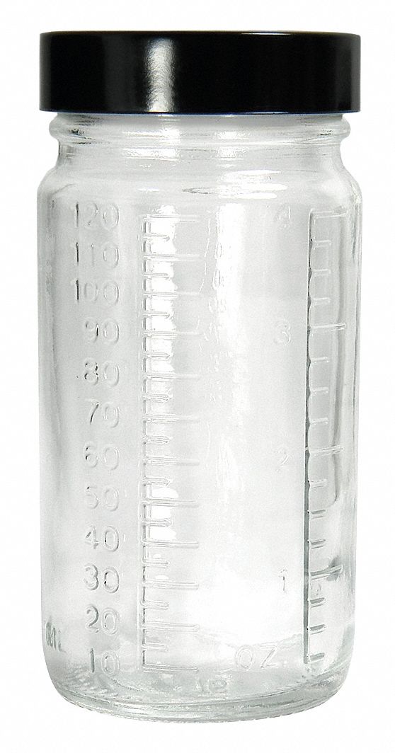 Bottle: Glass, 120 mL Capacity - mL, 4 fl oz Capacity - oz, Clear, Mixing/Storing/Sampling, Round