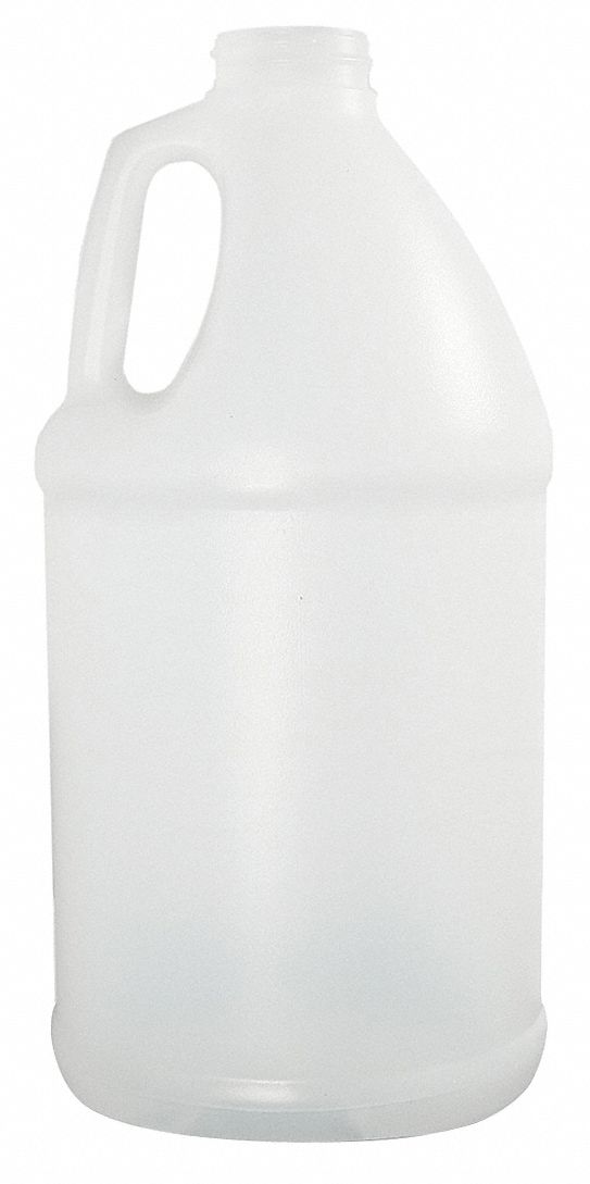 Jug: 1.92 L Capacity - mL, 64 fl oz Capacity - oz, Screw On, HDPE, Blow Molded Handle, Natural