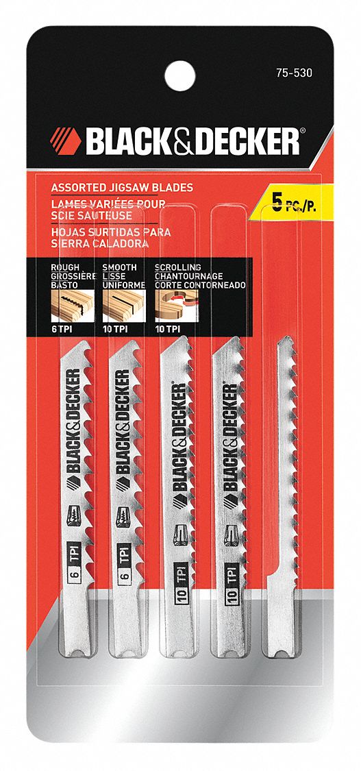 BLACK & DECKER, 5, PK, Jig Saw Blades,Wood,PK5 41WD5375530 Grainger