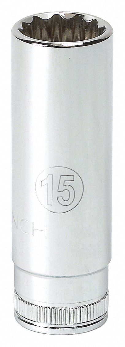 SOCKET,DEEP,12 MM L,1/4" DR,6 PT