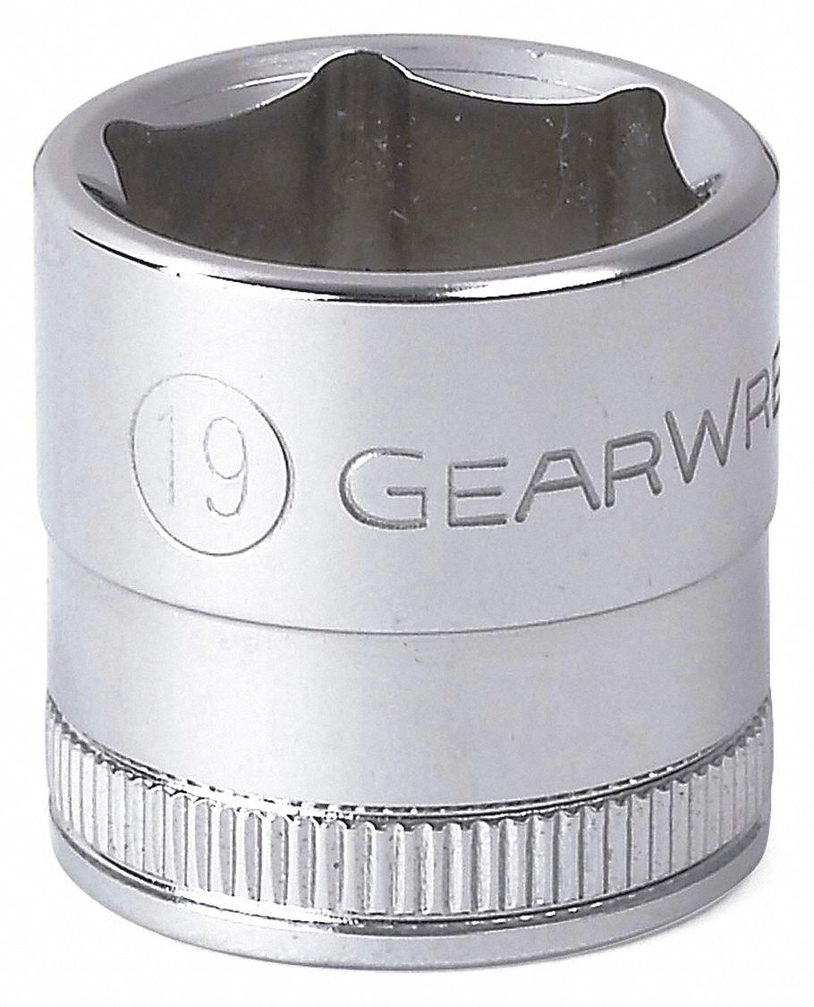 Socket,3/8in,drive 6pt Stndr,metric,19mm Grainger