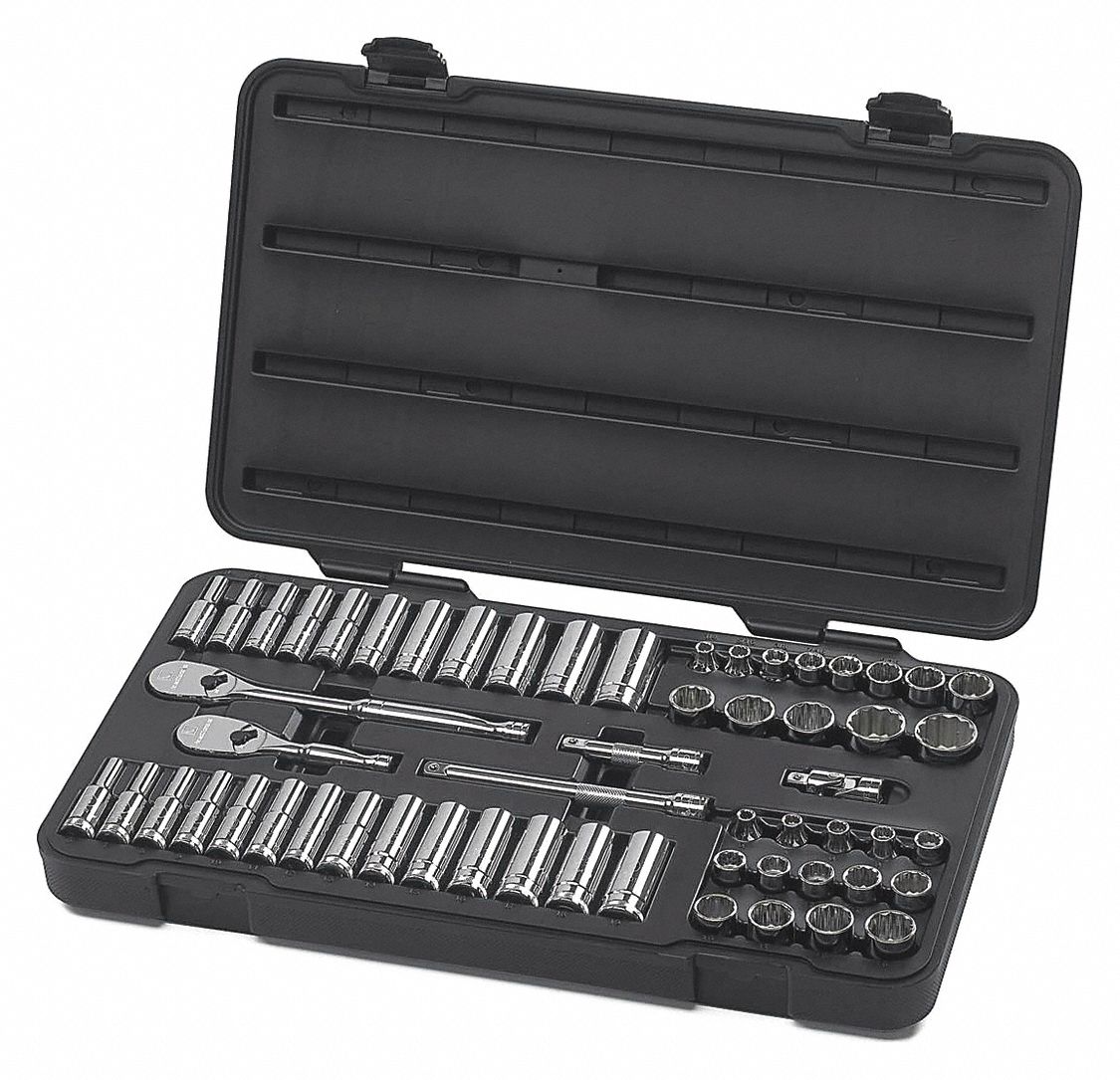 Socket, drive 12 Pt., 57 Pc., 3/8 in.