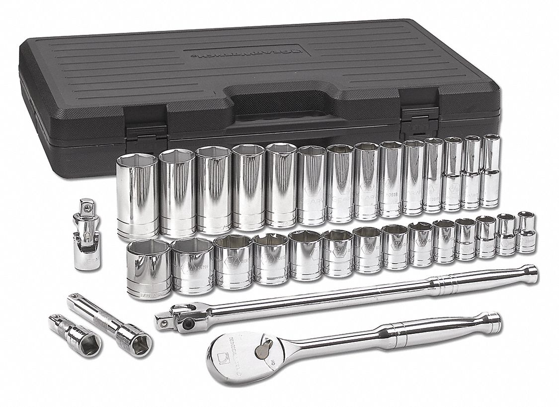 GEARWRENCH, Standard And Deep Socket Set,33 Pc. 41XK8980715 Grainger