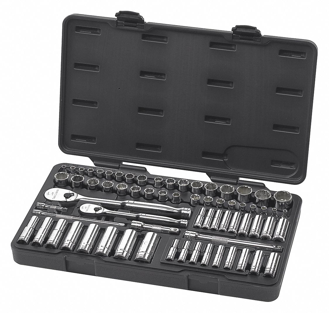 Mechanics Tool Set, 68 Pc., 1/4 and 3/8in