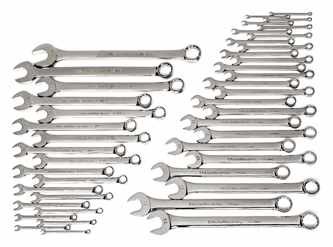 GEARWRENCH, Alloy Steel, Chrome, Combination Wrench Set 41XR5581919