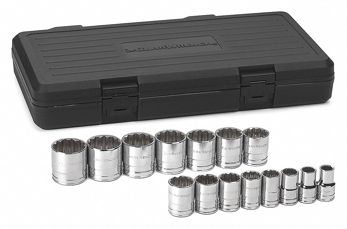 SAE 12 Pt. Socket Set 15 Pc. 1/2in Dr