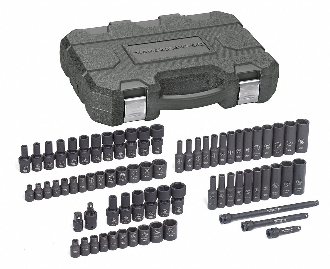 Impact Socket Set, 71pc, SAE/Metric, 1/4in