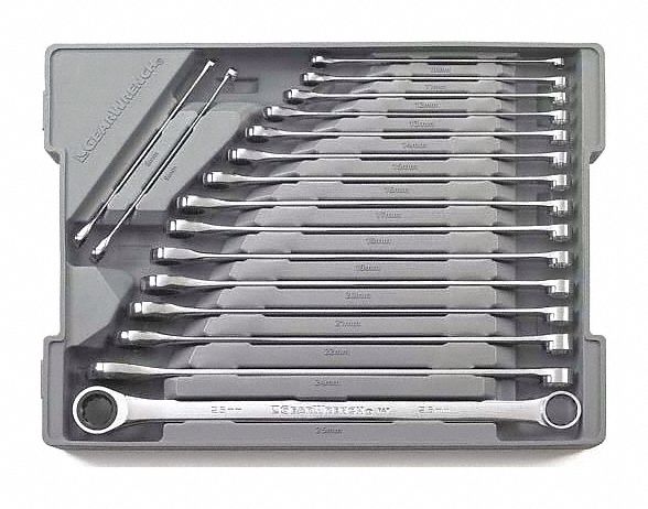 Ratcheting Wrench Set, 17 pc, XL, Metric