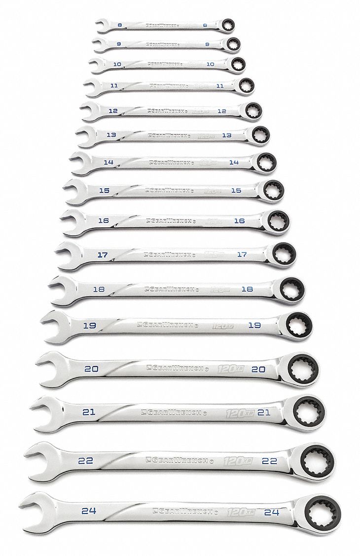 Ratcheting Wrench Set, 16 pc., 120XP