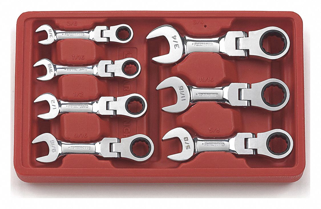 Combination Ratcheting Wrench, 7 pc., SAE
