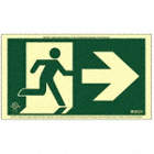 EXIT SIGN, RUNNING MAN ARROW RIGHT, NO FRAME, 15 X 8 1/8 IN