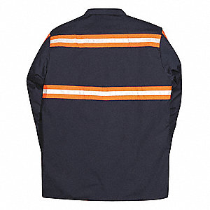 UNISEX HI-VIS SHIRT WITH BUTTONS, L/S, NAVY, 5XL, 51 IN CHEST, POLYESTER/COTTON