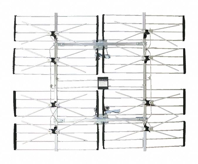 ULTRA DIGITAL 8 BAY OUTDOOR ANTENNA, FM/VHF/UHF, SILVER, 4 X 42 X 34 IN, ALUMINUM