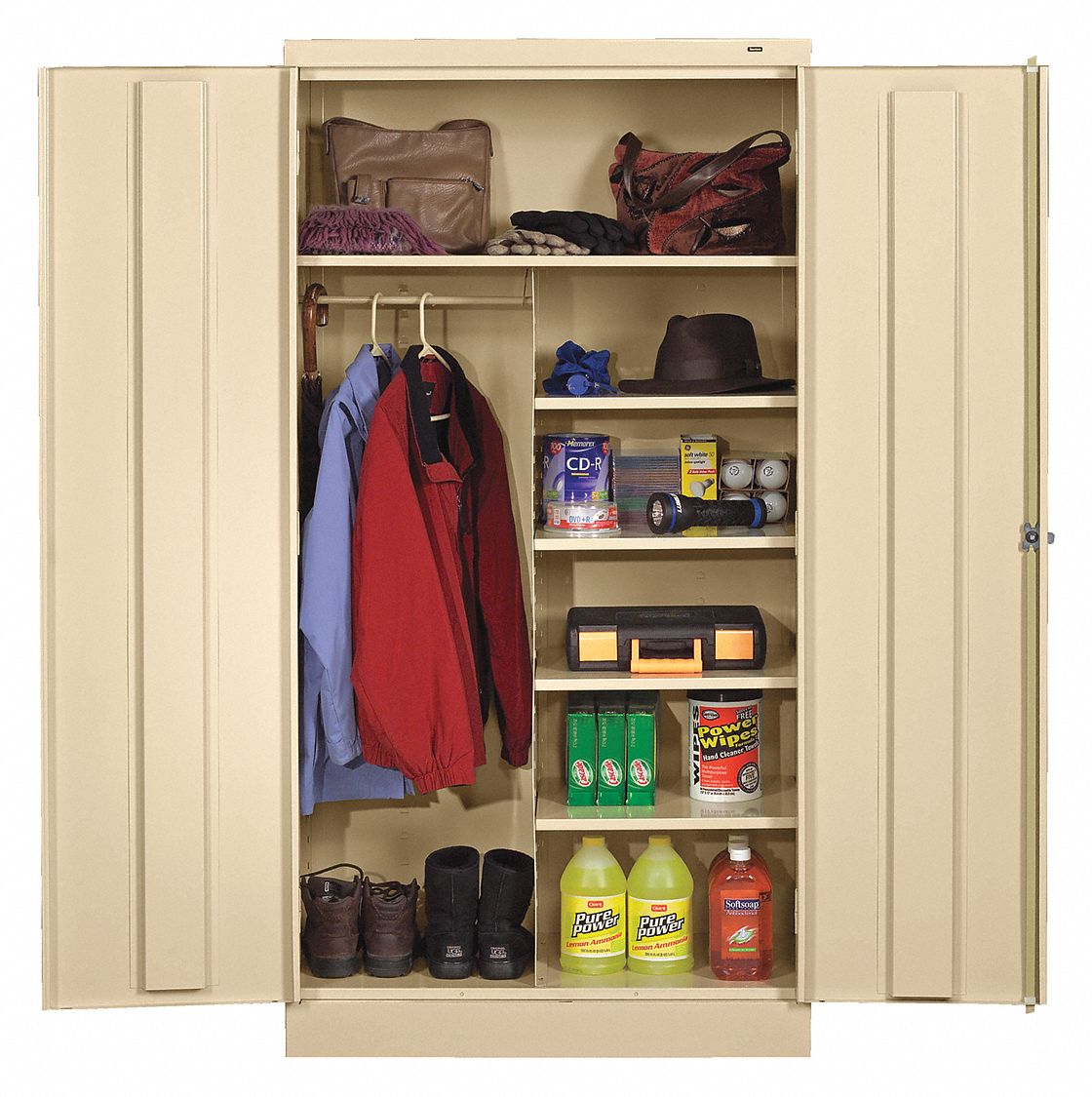 STANDARD COMBINATION CABINET, BEIGE, 24 IN D X 36 IN W X 72 IN H