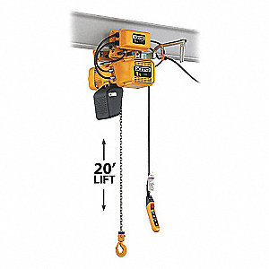 ELECTRIC CHAIN HOIST, 2 TON CAPACITY, 20 FT LIFT, 440 V, 15 FPM, 11.8A, YLW, 30 X 21 X 32 IN, STEEL