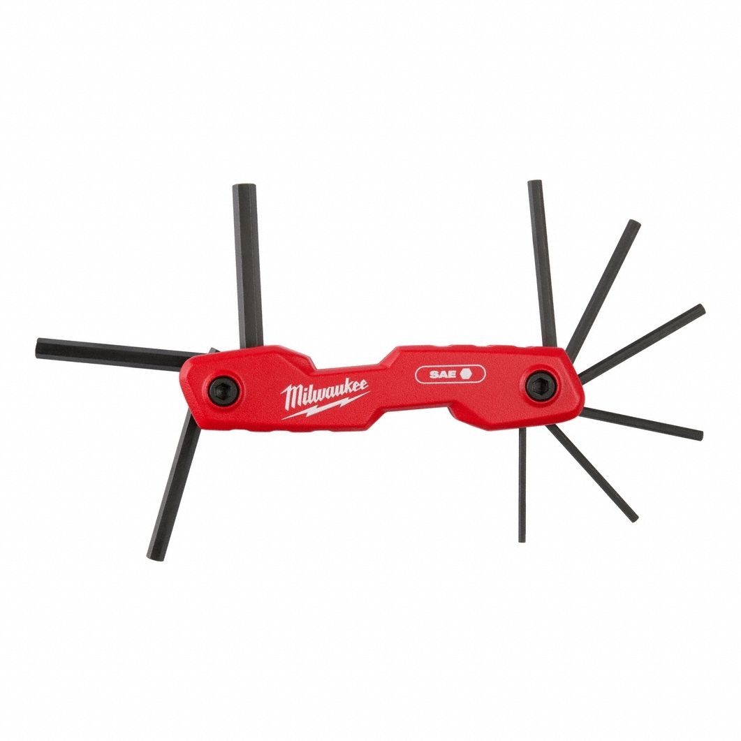 Hex Key Set: 1 - 5 Pieces, Folding, SAE, Std End, 1 Pieces, Folding Holder, Black Oxide